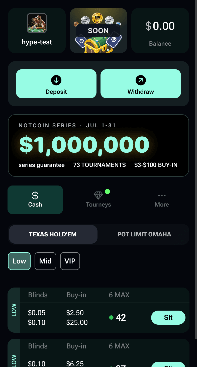 Hype Poker iPhone table